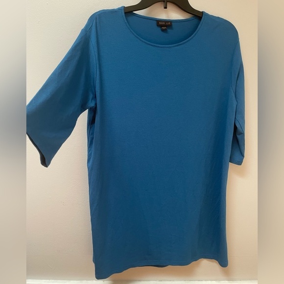 J. Jill | "Wearever" Blue Knit Tunic with Back pleats | M - Picture 2 of 5
